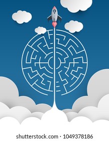 business concept backgroind. 3d rocket finding a solution, problem solving.vector illustration.