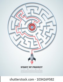 business concept backgroind. rocket finding a solution, problem solving.vector illustration.