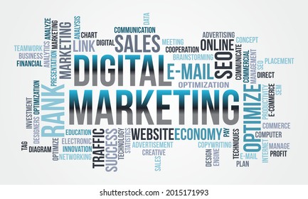 Business Concept Background, Digital Marketing Word Cloud