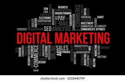 Business Concept Background, Digital Marketing Word Cloud