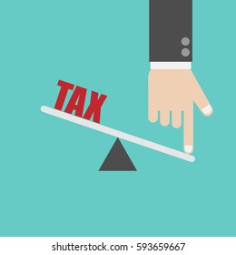 Business concept balancing with income and tax. 