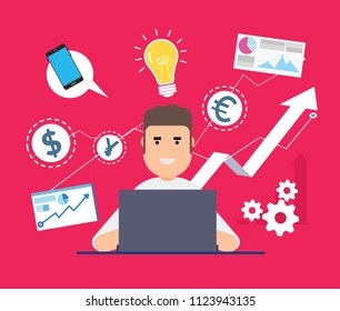 Business concept banner - infographics set