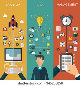 business concept banner set in flat design