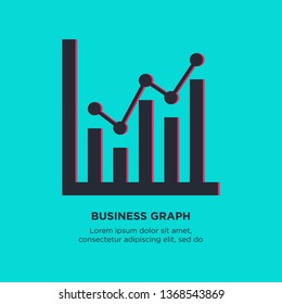 Business Concept. bar chart illustration, business graph. data growth diagram isolated on blue background. Vector Illustration