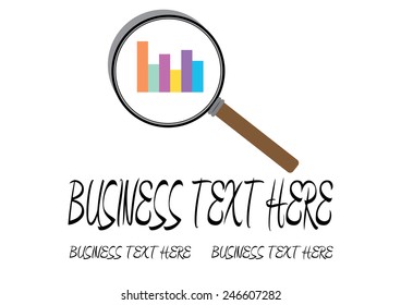 Business Concept with Bar Chart and Magnifying Glass. Vector