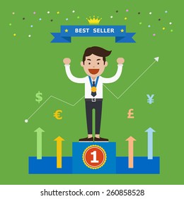 Business concept of best seller, Vector illustration