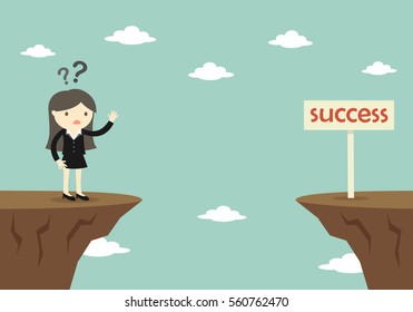 Business concept, Boss/Business woman doesn't know how to success. Vector illustration.