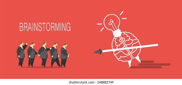 business concept brain attack people with a spear in his hand a metaphor brainstorming
