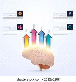 Business Concept Brain Idea, Health or Capacity Infographics Arrow Vector Design