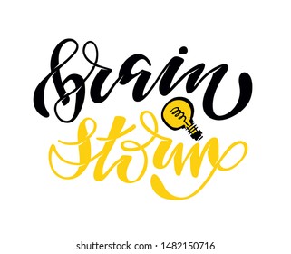 Business concept BrainStorm idea - cute hand drawn doodle lettering label art poster banner template