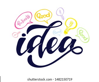 Business concept BrainStorm idea - cute hand drawn doodle lettering label art poster banner template