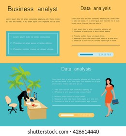 Business concept of brainstorming. data analysis and teamwork. For posters, brochures, handouts and illustration business articles. Office workers.