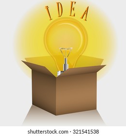 Business concept with bulb and box.