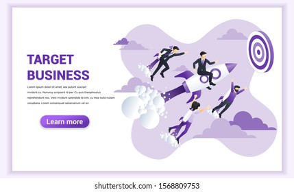 Business concept. Businessman flying high riding a rocket to achieve business goal. Can used for web banner, infographics, landing page, web template. Flat vector illustration