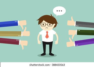 Business concept, Businessman get feedback from other people. Vector illustration.