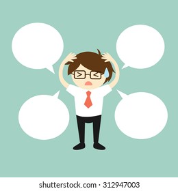 Business concept, Businessman with speech bubble. Vector illustration.