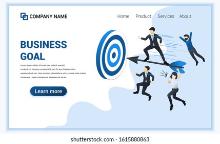 Business concept. Businessman standing on dart to achieve business goal. Can used for web banner, infographics, landing page, web template. Flat vector illustration