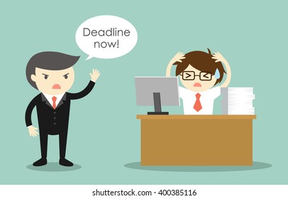 Business concept, Businessman stressed about deadline. Deadline concept.