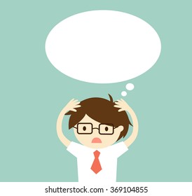 Business concept, Businessman is thinking something. Vector illustration.