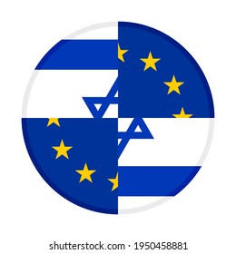 business concept. button icon with israel and european union flags