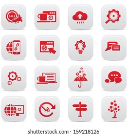 Business Concept buttons,Red version,vector