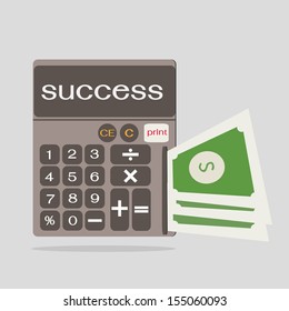 business concept with calculator icon,success