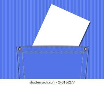 Business concept with card in the pocket, vector and illustration