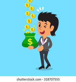 Business concept cartoon businesswoman earning money