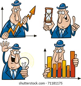 business concept cartoon illustrations with funny man