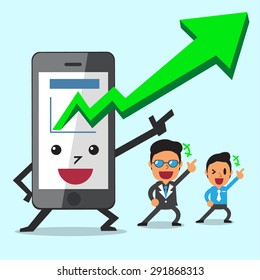 Business concept cartoon smartphone take more profits with business team