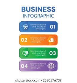 Business concept chart list 4 step infographic with icons design