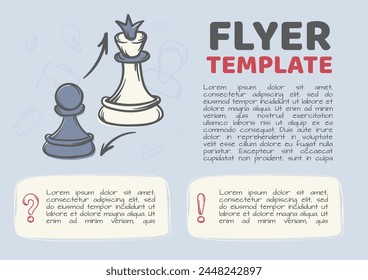 Business concept with chess pawn and queen. Vector design template for flyer, advertisement, post. Editable illustration