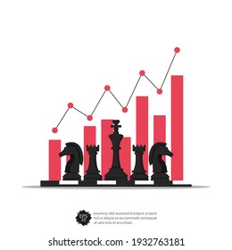 Business concept with chess pieces and graphs symbol vector illustration.