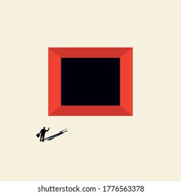 Business, the concept of the choice of action and ways to solve the problem. Business man. Vector concept of path choice opportunity or persistent obstacle. Minimal Design, Vector
