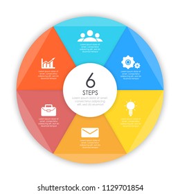 Business concept of circle infographic template with 6 options for graph, presentation and round chart. Vector illustration.