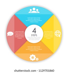 Business concept of circle infographic template with 4 options for graph, presentation and round chart. Vector illustration.