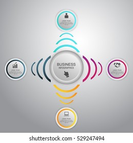 Business Concept Circle Infographic Template. Can Be Used For Work Flow Layout, Diagram, Number Options. Vector.