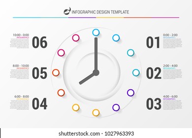 Business concept with clock. Infographic design template. Vector illustration