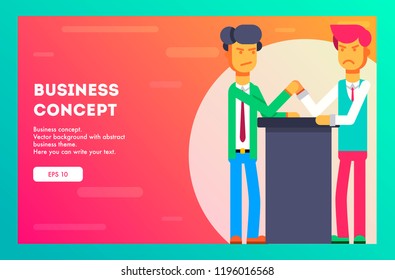 Business concept. The competition between two businessmen. Vector illustration