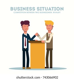 Business concept. The competition between two businessmen. Vector illustration