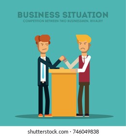 Business concept. The competition between two businessmen. Vector illustration