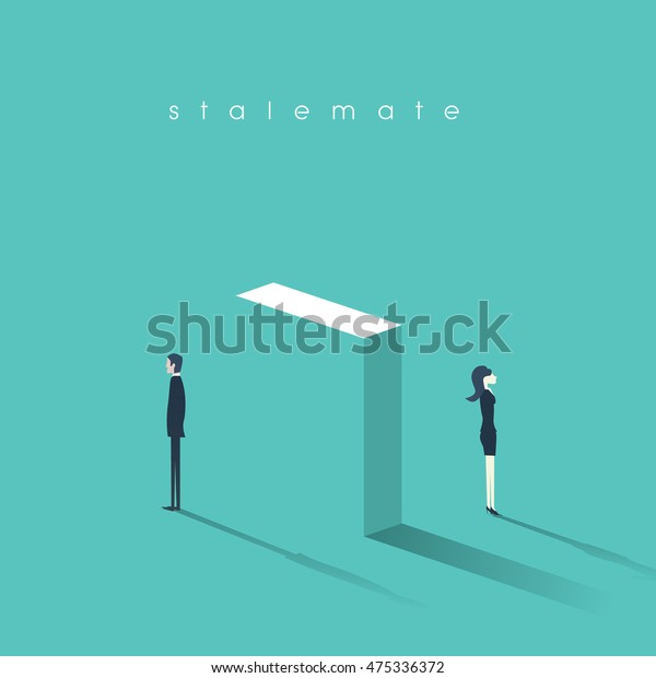 Business concept of conflict between\
workers at work. Gender difference and confrontation symbol in\
communication. Eps10 vector\
illustration.