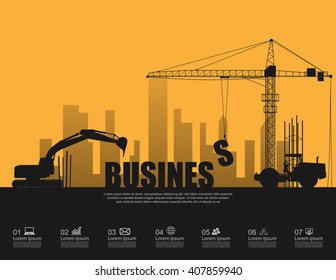 Business concept with construction machines,vector