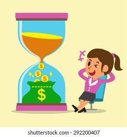 Business concept convert time to money with businesswoman