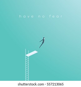 Business concept of courage, challenge, risk taking with businessman vector illustration jumping. Ep10 vector.