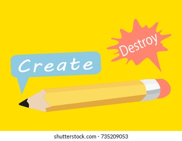 Business concept : Create and destroy