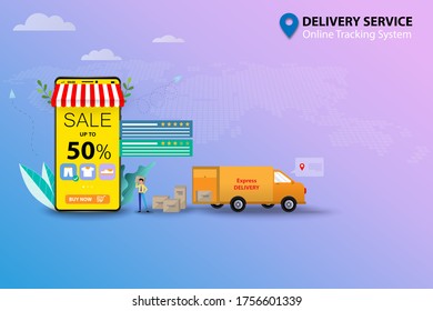 Business concept of delivery service, businessman is working to prepare the shipments to deliver the goods to customers in shopping season that they order from smartphone's application.