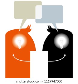 Business concept design, face to face communication. Isolated over white background.