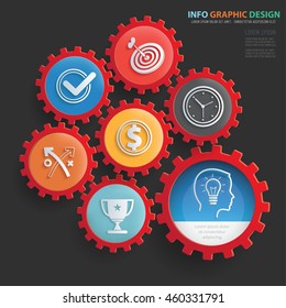 
Business concept design and gear info graphic on a clean background. vector