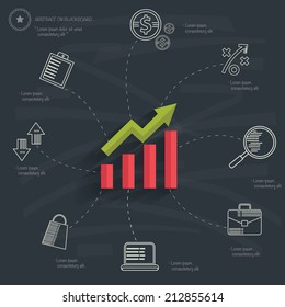 Business concept design on blackboard background,clean vector